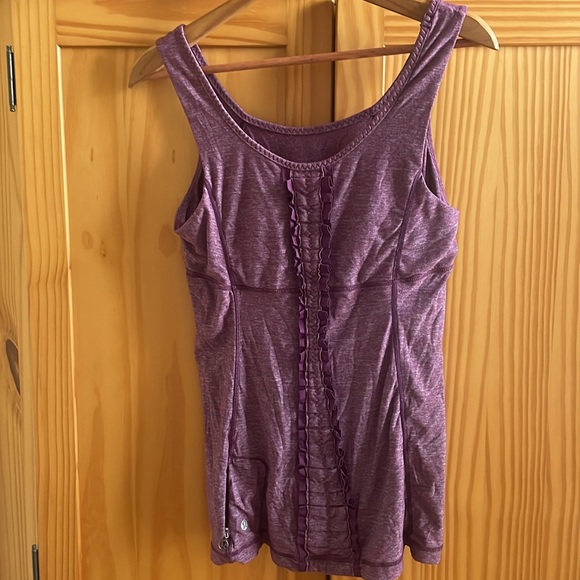 Lululemon Run Free Dash Ruffle Tank Heathered Plum - Size 10 - Picture 5 of 9